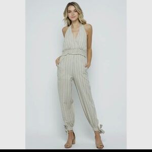 NWOT Seersucker Striped Jumpsuit